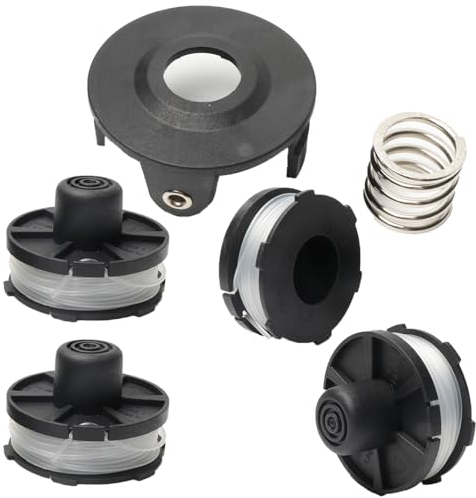 Strimmerfaden für Makita Akkusense 18V DUR181Z, DUR181RF, DUR181, Ersetzen Makita 195858-1/196146-9 Fadenspulen (4 Ersatzspulen +1 Trimmerabdeckung + 1 Feder)