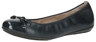 CAPRICE Damen Ballerinas aus Leder mit Lack, Blau (Ocean Comb), 36 EU
