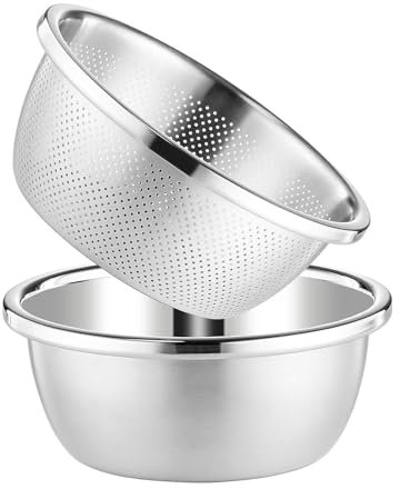 Milageto Colador, Tazón de Sopa de Cocina, Cuenco Grueso para Lavar arroz para Uso doméstico, Cuenco para Lavar Verduras, Cesta escurridora, 26CM