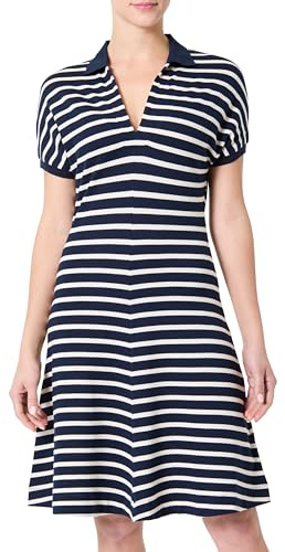 Tommy Hilfiger Vestido Tipo Polo Mujer Lyocell Fit & Flare, Multicolor (Dark Night Navy/Calico STP), XS