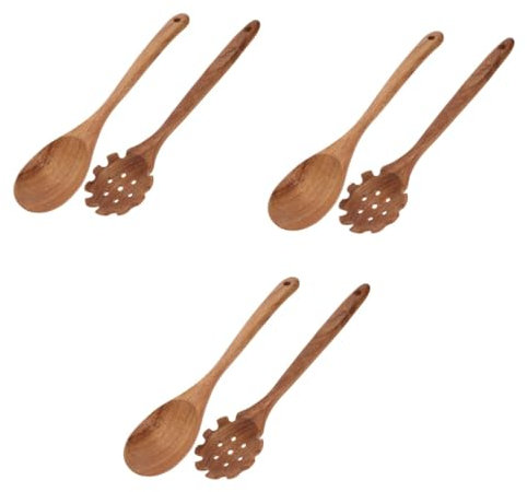 MAGICLULU 6 Piezas De Mango Largo Cuchara De Fideos Para Freír Colador Cuchara De Pasta Coreana Espumadera Tenedor Giratorio De Sopa De Servir Sólida