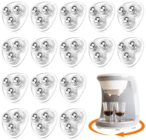 JOZMMZEOOA 16 Stücke Möbelrollen Klein,Self Adhesive Caster Wheels 360-Grad-Drehung Schwenkbare Lenkrollen Geräuschlos Kugelrollen,für Küchengeräte Mülleimer Aufbewahrungsbox (Transparent)