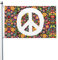 Abucaky Peace-Zeichen Hippie Blumen Druck Flagge 90 x 152 cm dekoratives Banner langlebige Polyester-Flagge für Zuhause drinnen und draußen