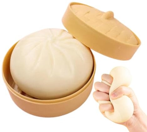 Dumpling Squishy Fidget Toy, Dumpling Stress Ball, Dutt Mit Lebensmitteldampfer Knödel Stressbälle Sensorisches Spielzeug Brötchen Stressbälle Für Erwachsene Und Kinder