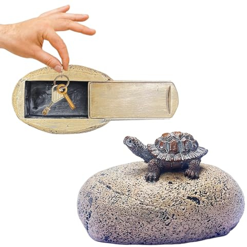Hide-a-Key Outside Fake Rock, Outdoor Spare Key Holder- Looks & Feels Like Real Stone Hidden Storage- Safe for Outdoor Garden or Yard, Hidden Safe Fake Stone (Turtle)