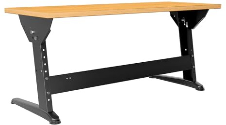 KESSLER PRO Höhenverstellbarer Schwarzer Rahmen - Buchenplatte 1180x500 mm | Stahlrahmen, neigungsverstellbar, ergonomisch, Heimwerker, Rückenschonend, Kinder, Werkstätten