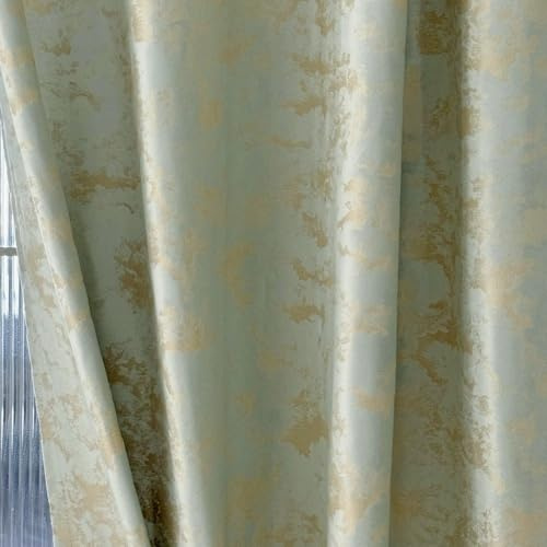 Amidoudou Bleistiftfaltenvorhänge 1 Paar Samtvorhänge für Schlafzimmer Wohnzimmer Luxus Retro Vorhänge (2-Set H260 x B140 cm,Lichtgrün)