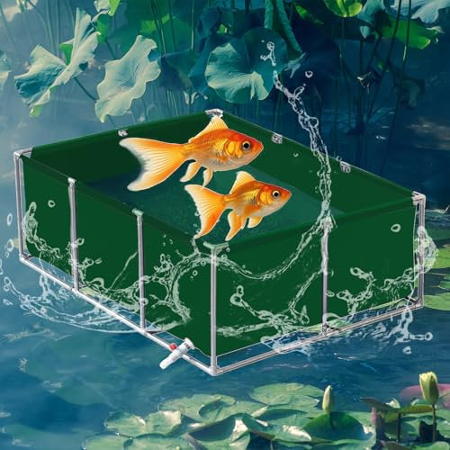 uofgcru Piscina Plegable Rectangular, Estanque de Piscina para Acuario con válvula de Drenaje, Tanque De Retención Flexible para Turtle Koi/Goldfish para Vivir(Green-3×1×0.8m)