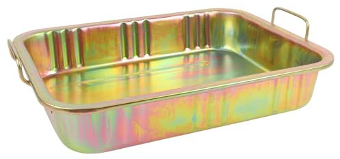 Galvanized Iron Oil Drip Pan, Large 13L Oil Drain Tray for Car Motorcycle, Stylish Rusty Guard Oil Tray with Spacious Design, Universal 48.5x37.5x9cm Size for Workshops,