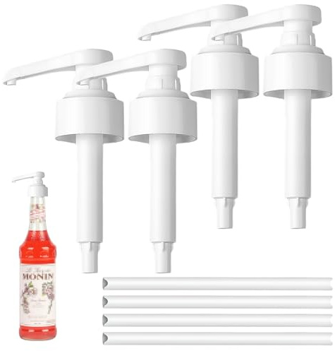 2 Stück Dosierpumpe 1L Sirup,Dosierpumpe zum Drinks,Sirup Spender Wiederverwendbar,Pumpspender Set,für Monin Glas Flasche des Ersatzpumpe,Kompatibel Monin Sirup Pumpe 0,7/1,0 L (Weiß 1000 ml 4 Stück)