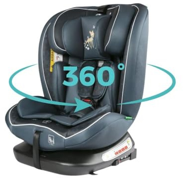 Tataway I-Size Autositz 40-150 cm, um 360 Grad drehbarer Kindersitz, mit Isofix-Haken, Gruppe 0-1-2-3, ca. 0-12 Jahre (0-36 kg), höhenverstellbar, neigbar (Welpen)