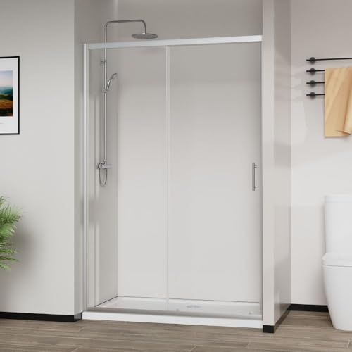 ZIK - Porta Doccia Scorrevole 120x190cm in Vetro Temperato Resistente da 6mm, Box Doccia Scorrevole a Nicchia con Profili in Alluminio Cromato Antiruggine, Apertura Reversibile sia Destra che Sinistra