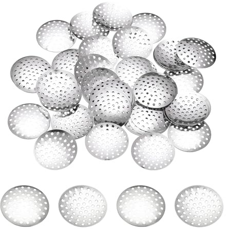 QUARKZMAN 200Pz Base Per Spille, 25mm Supporti Posteriori Per Spille Bouquet Forati Vassoietto Tondo Per Perline Per DIY Artigianato Creazione Di Spille E Gioielli Fatti A Mano, Rodio