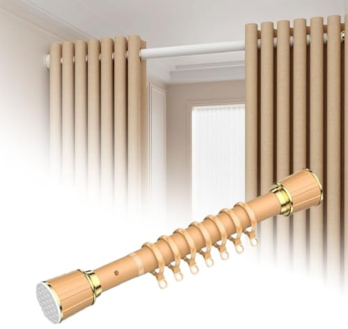 RZUMXOPY Ausziehbar Duschstange Duschvorhangstange, Einstellbar Ohne Bohren Gardinenstange Klemmstange Teleskopstange Spannstange Vorhangstange 210-300 cm / 82.7-118.1 in Orange