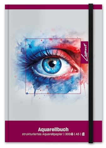 Staufen Lumart Aquarellbuch - 20 Blatt, DIN A5, 300 g/m² Papierstärke | Zeichenblock DIN A5 strukturiert für Kinder und Erwachsene, speziell für Aquarelltechniken entwickelt