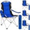 tectake® Campingstuhl mit Getränkehalter, Angelstuhl faltbar, Gartenstuhl mit Armlehnen, gepolsterter Klappstuhl, Campingstuhl faltbar, für Camping Strand Garten Terrasse - blau, 4er Set