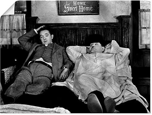 ARTLAND Wanddeko Poster & Kunstdrucke Wandposter 80x60 cm Film TV Kino Dick und Doof Laurel und Hardy Stars Komödie Vintage Schwarz Weiß Filme S9YD