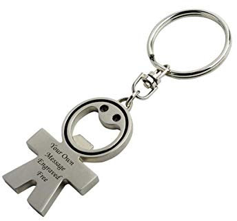 Paul Clover Personalised Engraved Happy Man Chrome Keyring/Keychain Bottle Opener In Gift Box - Enter Your Custom Text