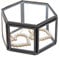 Feyarl Glas Schmuckschatulle, Geometrisch Ringbox Aufbewahrung Deko Blumen Schmuck für Wohnzimmer Muttertag Hochzeit 8 x 7 x 4.5cm (Schwarz)
