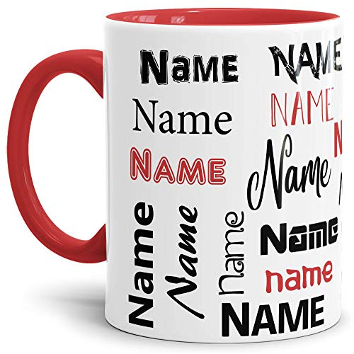 Tasse mit Name - Individuell/Personalisiert/Geschenk-Idee/Schön/Rot