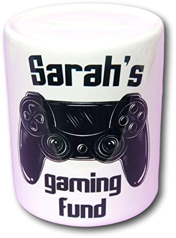 The T Bird Gaming Fund Money Box | Personalised Gamer Savings Pot | Teenager & Boys Gift | Stocking Filler Present | Vibrant Ceramic Contemporary Money Box