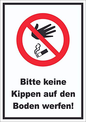 Bitte keine Kippen auf den Boden werfen Aufkleber A7 (74x105mm)