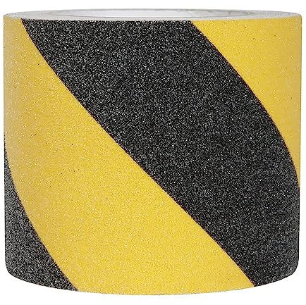 WELSTIK Ruban adhésif antidérapant 10 cm x 5 m pour améliorer la prise en main et en extérieur pour la sécurité au travail, la sécurité à la maison, noir et jaune