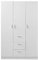 3 Door 3 Drawer Wardrobe, Modern Solid Pine Wood Wardrobe with Hanging Rail Living Bedroom Furniture (White)