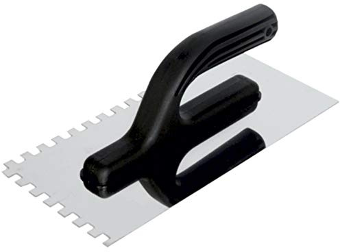 Toolty Professional Stainless Steel Square Notched Trowel, Tiling Trowel, Plastering Trowel -270mm, 4x4mm - for Adhesive mortars - Plastic Handle, Tile, Tiling, Adhesive, DIY - TLTY-5004