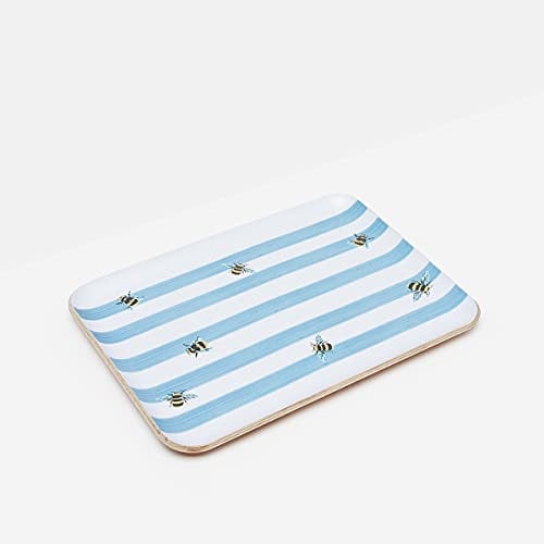 Joules Bee Stripe Small Serving Tray in Willow Wood 27 x 20