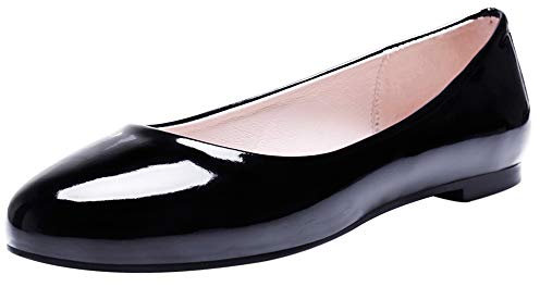 MJIASIAWA Femmes Flats Closed Toe A Enfiler Mariage Bride Walking Dolly Chaussures Studded Confort Bureau Travail Prom Ballet Plates Noir Taille 45 EU/47 Asiatique