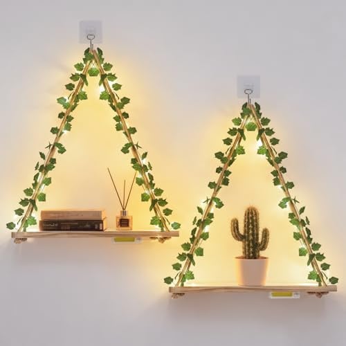RICHER HOUSE Hanging Floating Shelves No Drill, Macrame Plant Wall Shelf