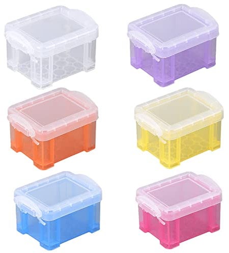 6 Pack Small Plastic Storage Box Really Useful Box Mini Storage Boxes Organiser Box With Lids (8.5 * 6.5 * 5CM/3.34 * 2.6 * 2inch)