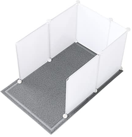 MEEXPAWS Extra Große Katzentoilette mit Spritzschutz, Spritzschutz Katzenklo, 71 x 55 x 45cm, Katzentoilette Leicht zu Reinigen, Spritzschutz Wand, Weiß