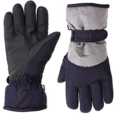 Pesaat Handschuhe Kinder Winter Wasserdicht Skihandschuhe Mädchen rutschfeste Winddichte Warme Fingerhandschuhe Jungen Fausthandschuhe (Grau, 7-11Jahren)