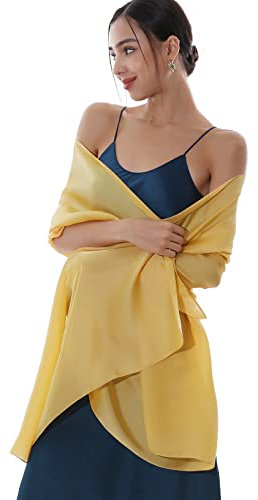 RIIQIICHY Stola Damen Festlich für Abendkleid Hochzeit Gelb Schal Tücher Schultertuch Sommer