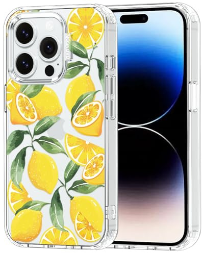 MOSNOVO Case for iPhone 14 Pro, [Buffertech 6.6ft Military-Grade Drop Protection] [Anti Peel Off Tech] Clear TPU Bumper Phone Case Cover Design - Lemon