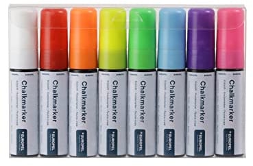 Europel Chalk Markers 15mm Jumbo Tip Set of 8 – High Coverage Liquid Chalk Pens, Wet Wipe & Dry Erase for Chalkboards, Glass & Windows – Professional for Hospitality & Retail