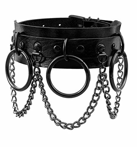 MILAKOO Choker Halskette für Damen Leder Choker Halskette aus schwarzem PU-Leder