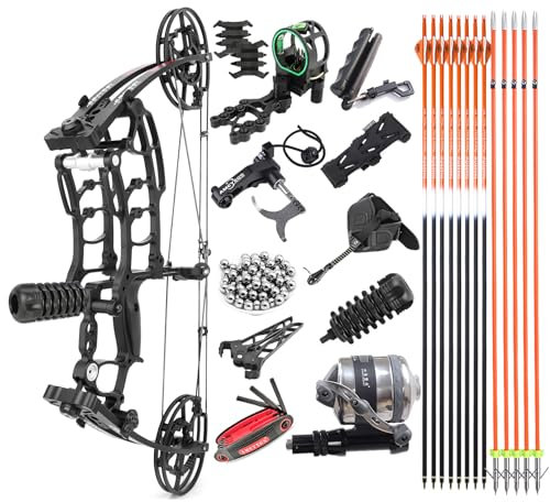 surwolf 20 Compoundbogen 40~65lbs Verstellbarer Stahlkugelbogen Verwenden Sie Pfeile und Stahlkugeln Jagdbogen Bogen und Pfeilset Bogenfischen Links-/Rechtshänder (Bogen set3#)