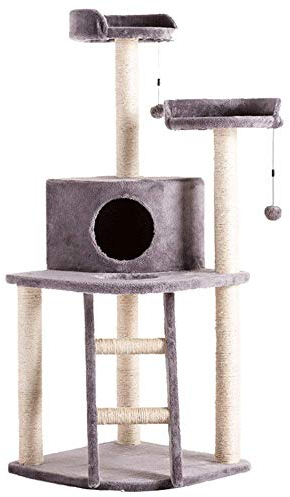 Spieltürme für Katzen Katzensprungplattform Sisalkatze Katzenzubehör Kratzbaum Katzenkratzbaum Lustiger Katzenrahmen Katzenspielzeug-Set Katzenklettergerüst Bäume für Katzen (Color : Grey, S