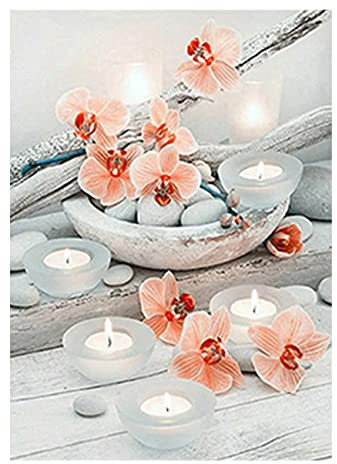 Square Diamond Painting Orchideen 40x50cm Diamond Painting Orchideen Eckige Steine Diamant Malerei Kreuzstich Kits Diamond Painting Blumen Orchideen Orange Bilder Orchideen Leinwand Erwachsene