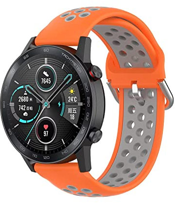 FTRONGRT 20mm Soft Silicone Watch Strap for Nokia Withings Steel HR, Replacement Wristband Bands Bracelet for Nokia Withings Steel HR - (Orange Gray)