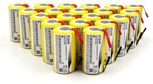 YUTSUJO (20-Pack) Sub C 1.2V 2000mAh Ni-CD SC Rechargeable Battery for Power Tools (with Tabs)