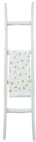 Biscottini Escalera Toallero de Baño 150 x 8 x 40 - Decorativa de Madera y Metal - Para Colgar Toallas en Pared - Bambú