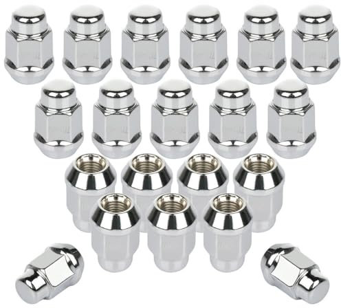 SCITOO Radmuttern, 20 Stück, 7/16–20, hoch, 1,395 x 0,90, geschlossenes Ende, Radmuttern, Ersatz für Chevrolet, OEM-Fabrik, Chrom