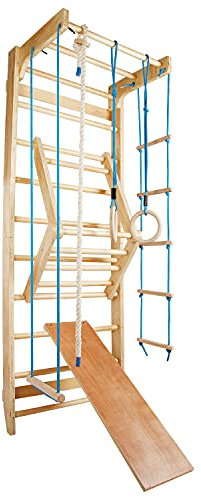 CCLIFE Sprossenwand Turnwand Gym Klettergerüst Holz Sportgerät Kletterwand mit Stange Fitness Kinder Erwachsener