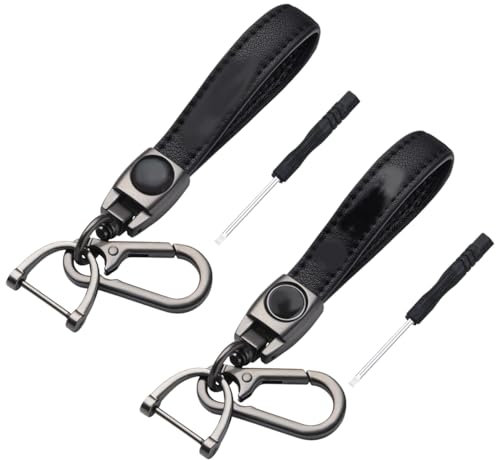Porte clés en cuir véritable Porte-clés de voiture En alliage de zinc Porte Clés Auto Accessoires Gadget Accessoires de voiture Accessoire pour hommes et femmes Noir