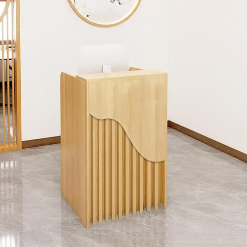 Rezeptionstisch, L-förmiger Kassierer-Schreibtisch, Holzschreibtisch, Empfangstisch, Empfangstresen für Supermarkt, Convenience Store, Hotel (Größe: 60 x 40 x 96 cm, Farbe: Ahorn)