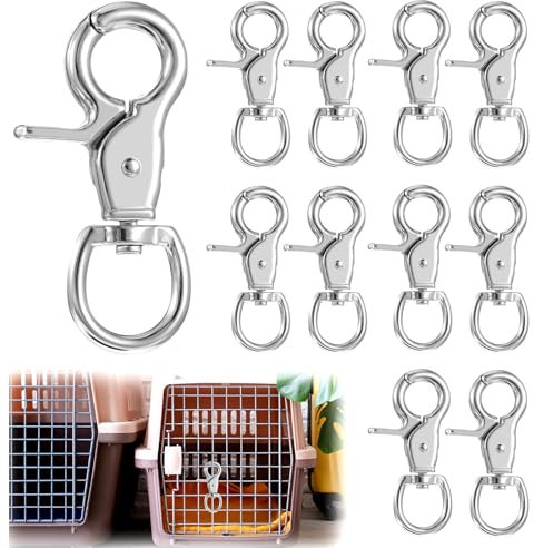GEEHUA Lot De 10 Mousqueton, Mousqueton Inox Petit Mousqueton Mousquetons Pivotants Robustes En Métal Pour Cordon Pivotant À 360 Degrés Pour Laisse De Chien Porte Clés Mât De Drapeau